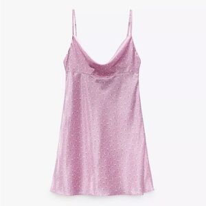 ZARA Satin Effect Floral Print Dress